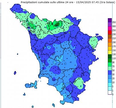 La mappa delle precipitazioni